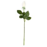 17.5 Inch Pink Real Touch Rose Bud Stem w/Foliage