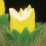 Yellow Tulip with Leaves Candle - 4"
