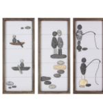 Wood Framed Rock Wall Art 3 Assorted