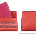 Bohemian Print Pouch in Burnt Orange and Magenta