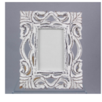 Hand Carved White Washed 4x6 Photo Frame