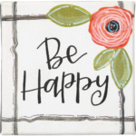 Simple Inspirations Miniature Canvas Box Sign, 4 x 4-Inches, Be Happy