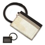 Leather Metallic Snakeskin ID Card Holder Key Ring Bangle Wristlet Copy
