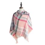 Plaid Blanket Scarf - Pink/Green