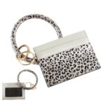Faux Leather Leopard Print ID/Card Wallet Key Ring Bangle Wristlet