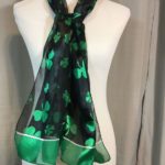 ST. Patrick's Day Irish Clover Silky Stripe Lightweight Fashion Scarf - 2 asst