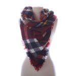 Navy and Burgundy Plaid Blanket Scarf - A03