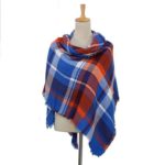 Red, White & Blue Plaid Blanket Scarf - B62
