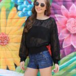 Angie Floral Applique Long Sleeve Open Back Top