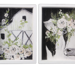 Wood Framed Farm Art, 4 Assorted