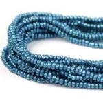 Extra Small Teal Blue Button Pearls, 1 strand