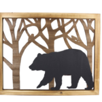Wood Framed Bear in Forest Cutout Wall Art