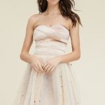 Hesperus Textured Mesh Cream Skirt with Colorful Beads