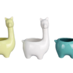 Tall Ceramic Alpaca Planter, 3 Assorted Colors
