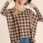 Bombom Relaxed Fit Beige Checker Tunic