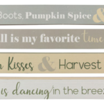 Wood Long Block Fall Tabletop Signs, 4 A