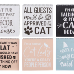 Wood Cat Box Tabletop/Wall Sign, 6 Assor