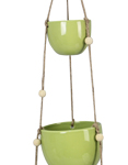 Ceramic Green Triple Hanging Planters