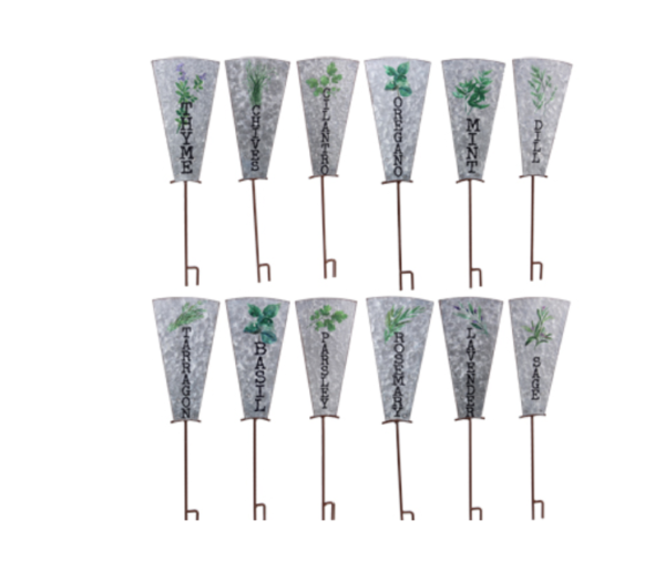 Metal Garden Spice Marker, 12 assorted spices