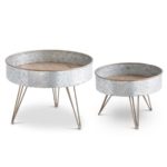 Tin and Wood Table/Risers on Retro Stands, 2 Sizes