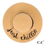 Straw Wide Brim Sun Hat w/ Ribbon "Just Chillin"