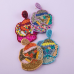 Seed Beaded Felt Abstract Flower Earrings