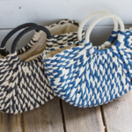 Handwoven Straw Tote Bag with Circle Handle, 2 Assorted