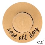 Straw Wide Brim Sun Hat w/ Ribbon "Rose All Day"