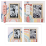 Wood Rainbow Box 4X6 Photo Frame w/ Bead Attachment, 2 Assorted