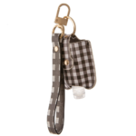 Faux Leather Buffalo Check Hand Sanitizer Holder Wristlet