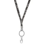 Rhinestone leopard print lanyard keychain holder