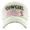 Vintage Distressed "Cowgirl at Heart" Baseball Cap, various colors - Image 2