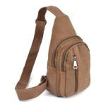 Brown Crossbody Canvas Sling Bag Backpack w/ Adjustable Strap