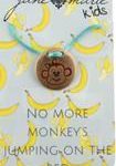 14“ Turquoise Corded Necklace with Gold Monkey Disk, 3”