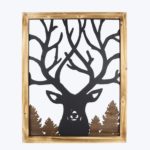 Wood Framed Big Buck Wood Cutout Wall Art