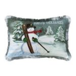 Skiing Snowman Pillow by CandF Home
