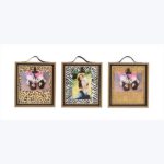 WOOD FRAMED ANIMAL PRINT 4X6 PHOTO CLIP, 3 AST
