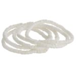 Bracelet set featuring five beaded stretch bracelets with white beads