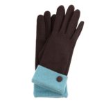 Solid, two tone, smart touch gloves with a button accent. One Size.