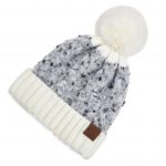 Confetti Cable Knit Pom Beanie with Cuff.