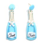 'Cheers' Wine Bottle Clay Earrings With Gold Foil Accents