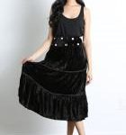 Black Velvet Maxi Skirt by Angie