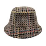 Tweed Print Bucket Hat, Beige