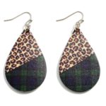 Plaid and Cheetah Teardrop Earrings