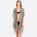 Women's Lightweight Sheer Leopard Print Tassel Kimono