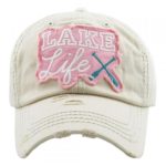 "Lake Life" Embroidered Distressed Vintage Style Baseball Cap