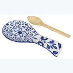 Ceramic Blue and White Talavera Spoon Rest w/ Spoon