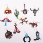 Metal western horse earrings