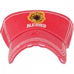Sunflower Blessed Embroidered Distressed Sun Visor.