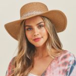 Wide Brim Sun Hat Featuring Aztec Print Band